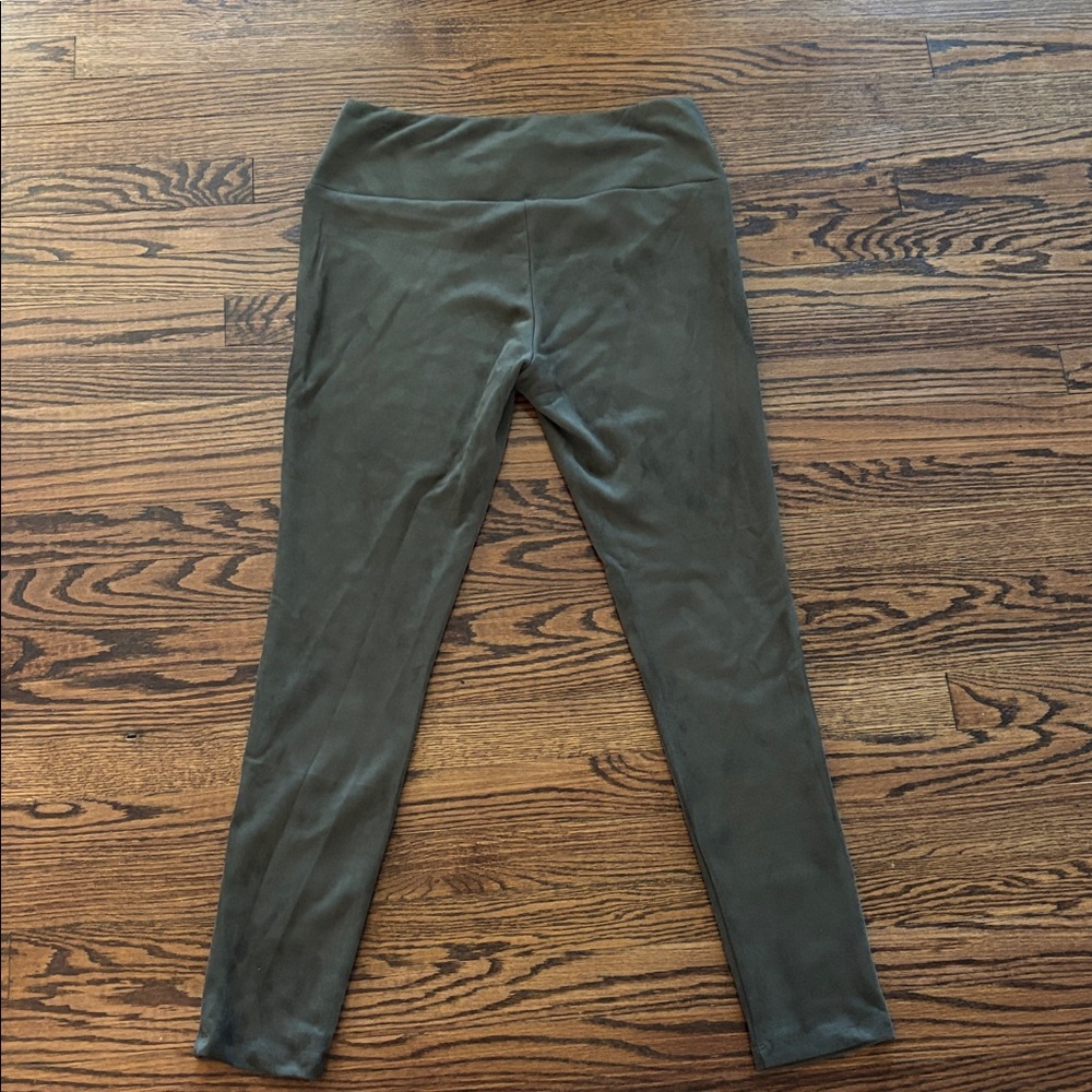 J. McLaughlin Faux Suede Dark Sage Green Leggings, Size Large - Picture 5 of 7